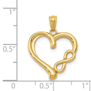 14k Yellow Gold Small Infinity Heart Pendant, 19mm
