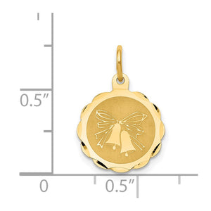 14k Yellow Gold Wedding Bells Charm or Pendant, 14mm