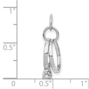 14k White Gold & CZ Wedding Rings Charm or Pendant, 11mm