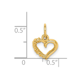 14k Yellow Gold I Love You Heart Charm or Pendant, 10mm