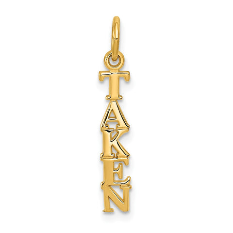 14k Yellow Gold Taken Charm or Pendant, 4mm