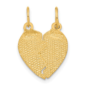 14k Yellow Gold My Love Heart Set of 2 Charm or Pendants, 16mm