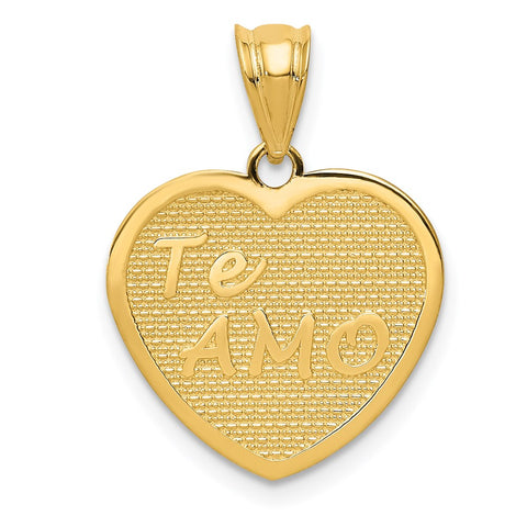 14k Yellow Gold TeAmo Heart Pendant, 16mm