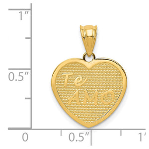 14k Yellow Gold TeAmo Heart Pendant, 16mm
