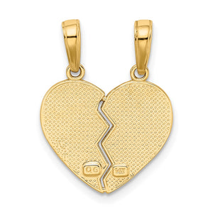 14k Yellow Gold I Love You Heart Set of 2 Charm or Pendants, 17mm