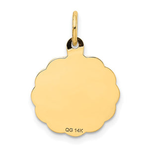 14k Yellow Gold A Date To Remember Disc Charm or Pendant, 15mm