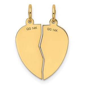 14k Yellow Gold I Love You Set of 2 Charm or Pendants, 17mm