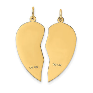 14k Yellow Gold I Love You Set of 2 Charm or Pendants, 24mm
