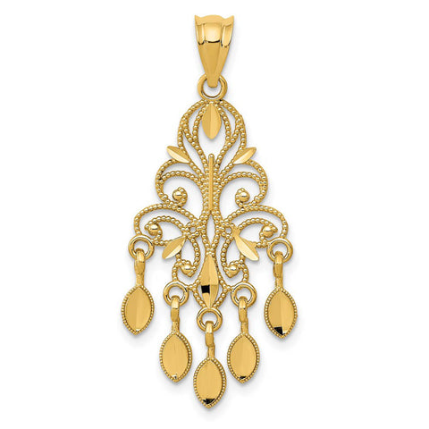 14k Yellow Gold Chandelier Pendant, 1(9/16 inch)