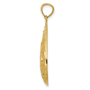 14k Yellow Gold Vine Filigree Teardrop Pendant, 20mm (3/4 inch)