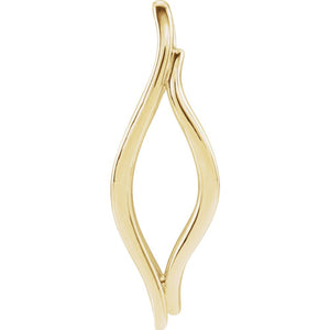 14k White, Yellow or Rose Gold Freeform Marquise Slide Pendant, 9x25mm