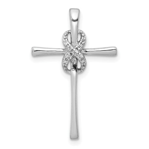 14k White Gold 0.04 Ctw Diamond Infinity Cross Slide Pendant, 16x26mm
