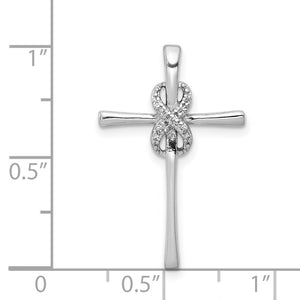 14k White Gold 0.04 Ctw Diamond Infinity Cross Slide Pendant, 16x26mm