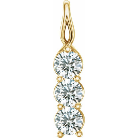 14k Yellow Gold Diamond 3-Stone Vertical Pendant