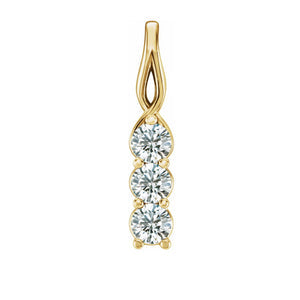 14k Yellow Gold Diamond 3-Stone Vertical Pendant