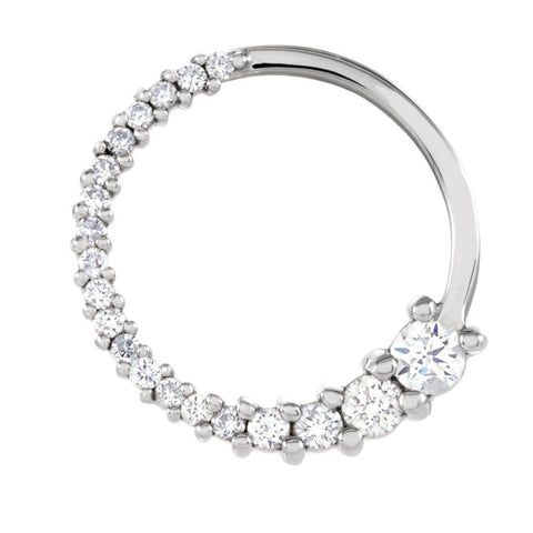 14k White Gold 1/5 Ctw or 1/2 Ctw Diamond Circle Journey Pendant