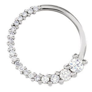 14k White Gold 1/5 Ctw or 1/2 Ctw Diamond Circle Journey Pendant