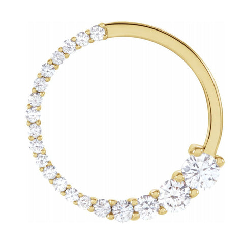14k Yellow Gold 1/5 Ctw or 1/2 Ctw Diamond Circle Journey Pendant