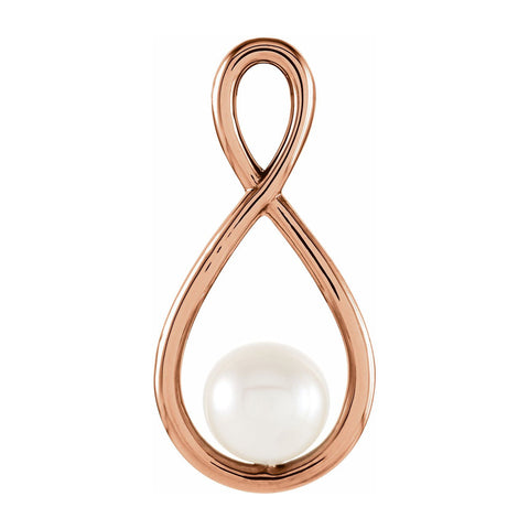 14K Yellow, White or Rose Gold FW Cultured Pearl Pendant, 10 x 20mm