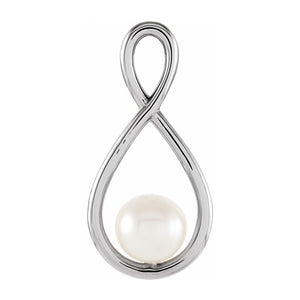 14K Yellow, White or Rose Gold FW Cultured Pearl Pendant, 10 x 20mm