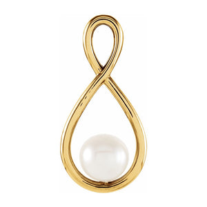 14K Yellow, White or Rose Gold FW Cultured Pearl Pendant, 10 x 20mm
