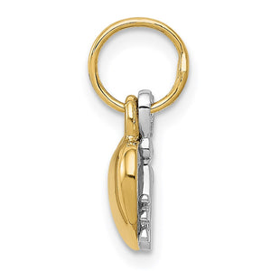 14k Two Tone Gold Heart and Key Charm