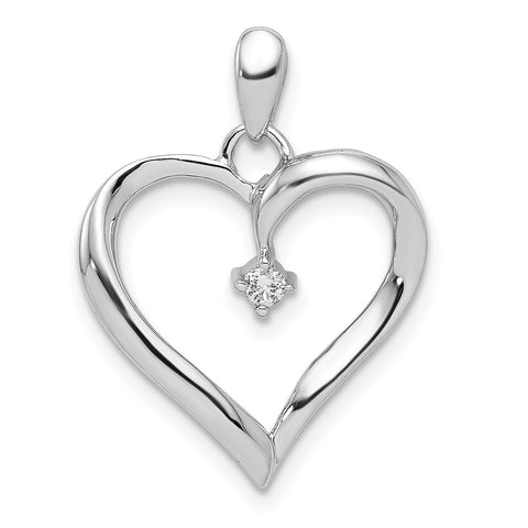 Diamond Accented Heart Pendant in Sterling Silver