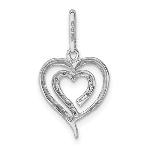 1/10 Carat Diamond Heart in Heart Pendant in Sterling Silver