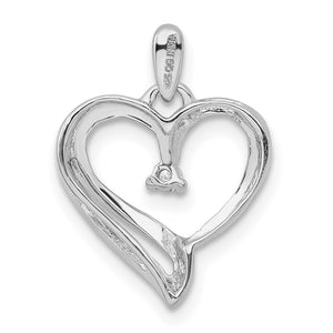 .05 Carat Diamond Scroll Heart Pendant in Sterling Silver