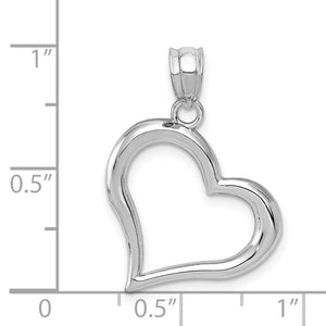 14k White Gold Open Heart Pendant, 16mm