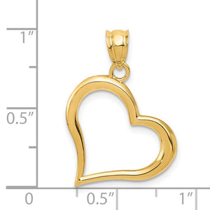 14k Yellow Gold Open Heart Pendant, 16mm