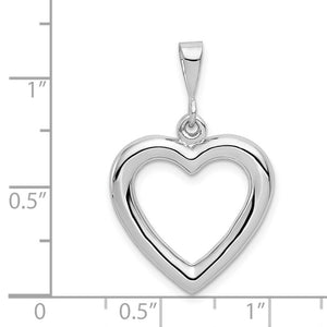 14k White Gold Open Heart Pendant, 20mm