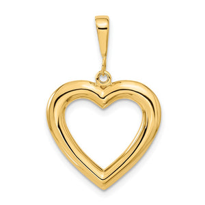 14k Yellow Gold Open Heart Pendant, 20mm