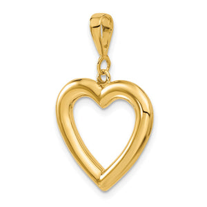 14k Yellow Gold Open Heart Pendant, 20mm