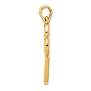 14k Yellow Gold Two Hearts Combined Pendant, 15mm