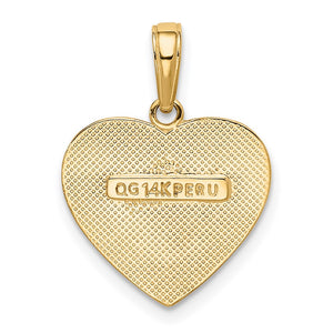 14k Yellow Gold Heart Pendant, 15mm