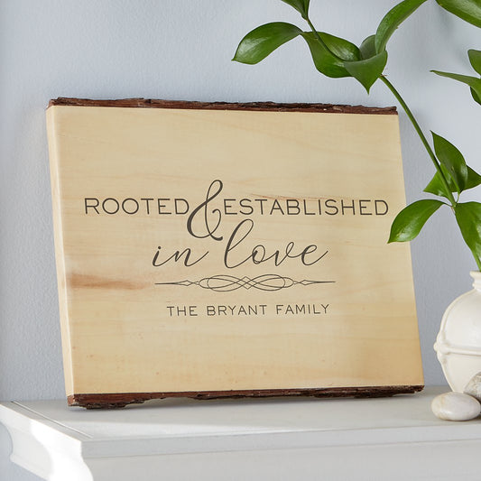 Rooted in Love Rustic Wood Sign