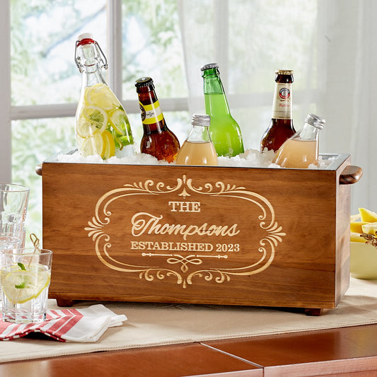 Decorative Name Wood Beverage Chiller