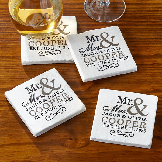 Happy Couple Tile Coaster Set