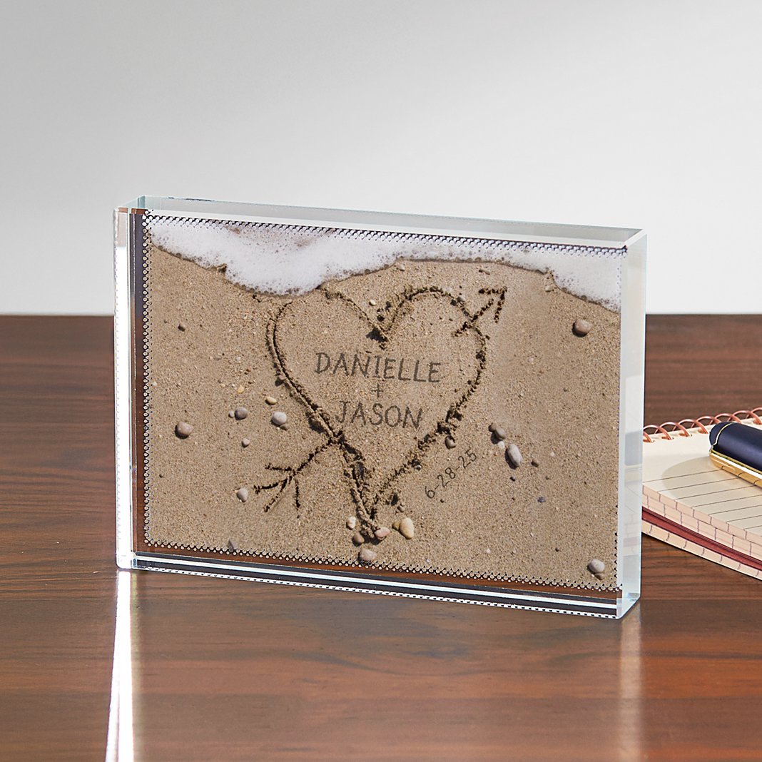 Heart in Sand Glass Block