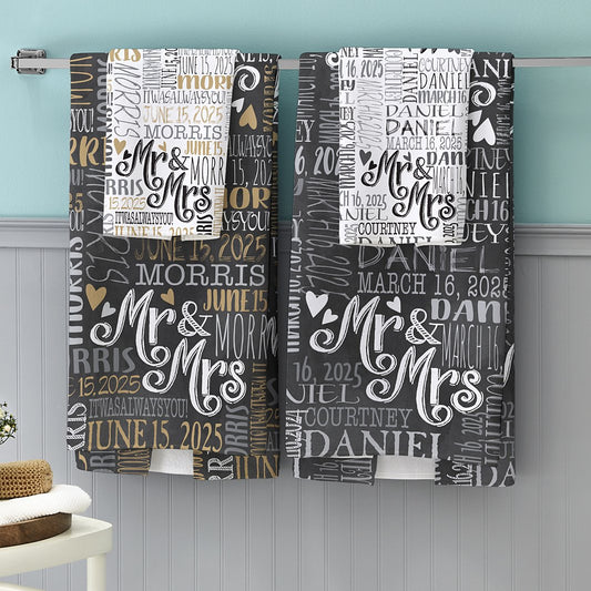 Signature Style Wedding Couple Bath Towels