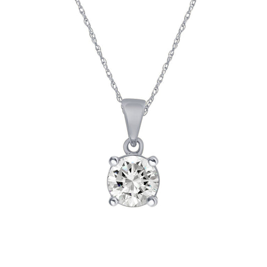 Lab Grown Four Prong White Gold GH SI DIamond Solitaire Necklace