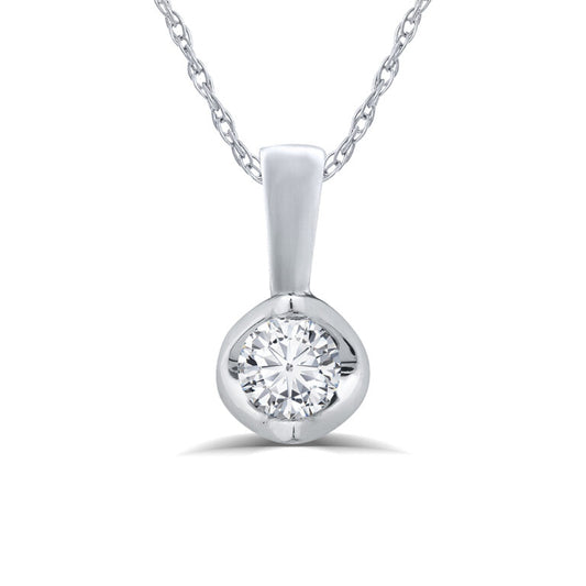 Lab Grown White Gold Tension Set Diamond Solitaire Necklace