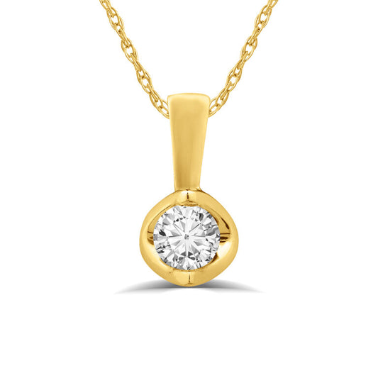 Lab Grown Yellow Gold Tension Set Diamond Solitaire Necklace