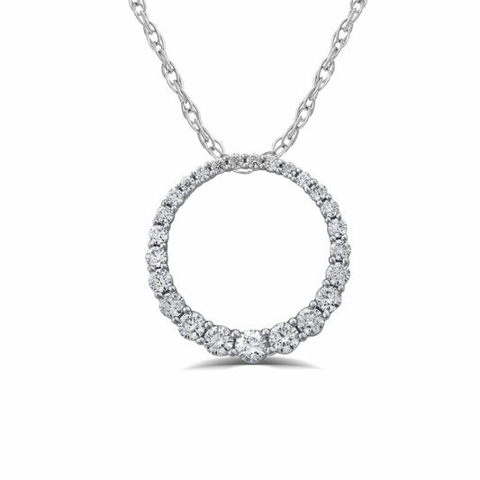 Lab Grown Graduating Circle Diamond Sterling Silver Necklace