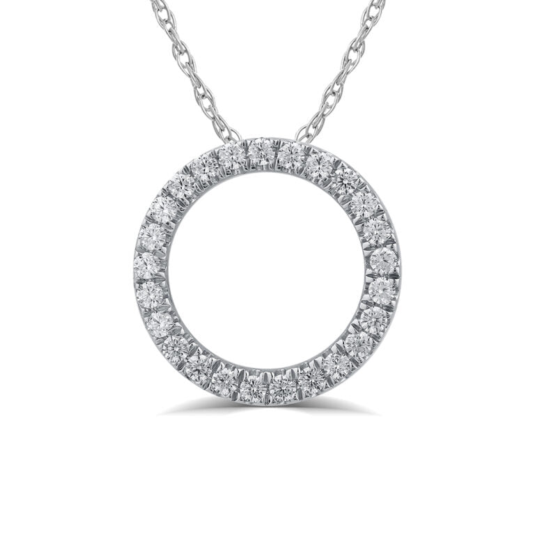Lab Grown Circle Diamond Sterling Silver Necklace Pendant