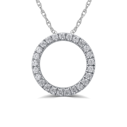Lab Grown Circle Diamond Sterling Silver Necklace Pendant