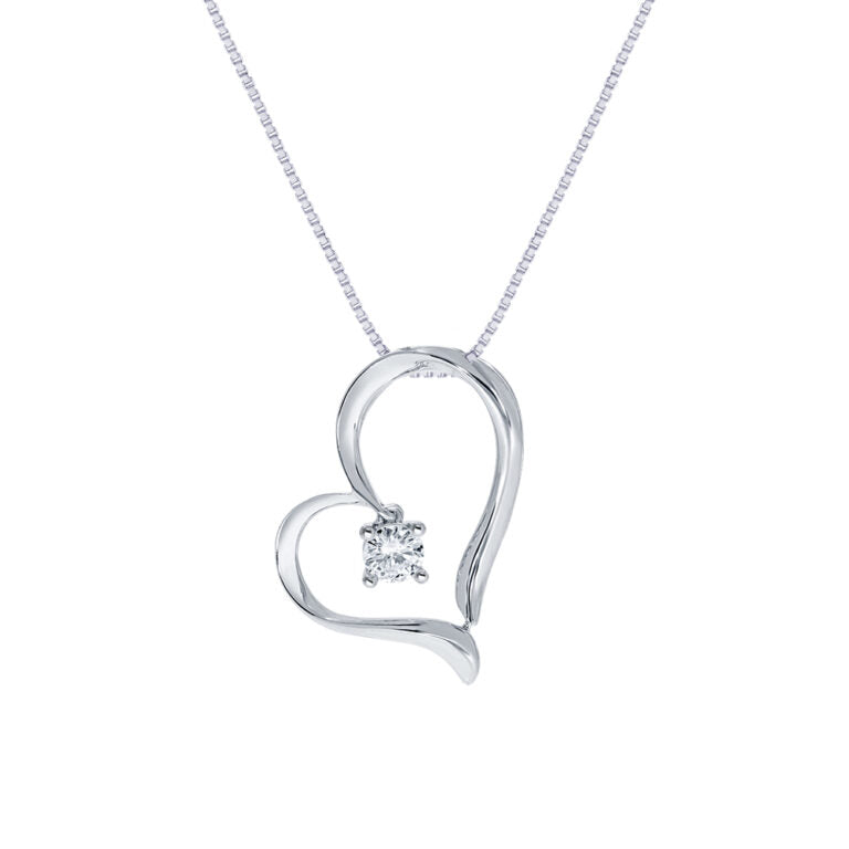 Lab Grown Solitaire Diamond Heart Pendant Necklace
