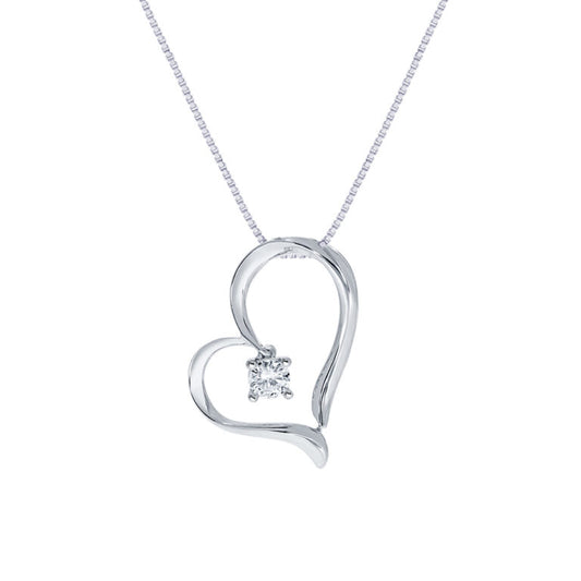 Lab Grown Solitaire Diamond Heart Pendant Necklace