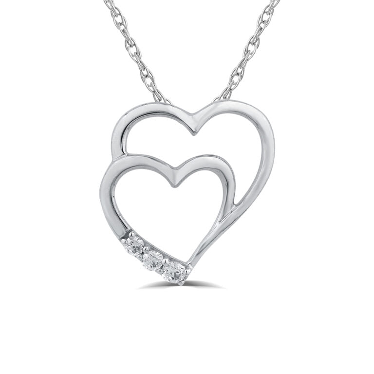 Lab Grown Diamond Accent Double Heart Necklace